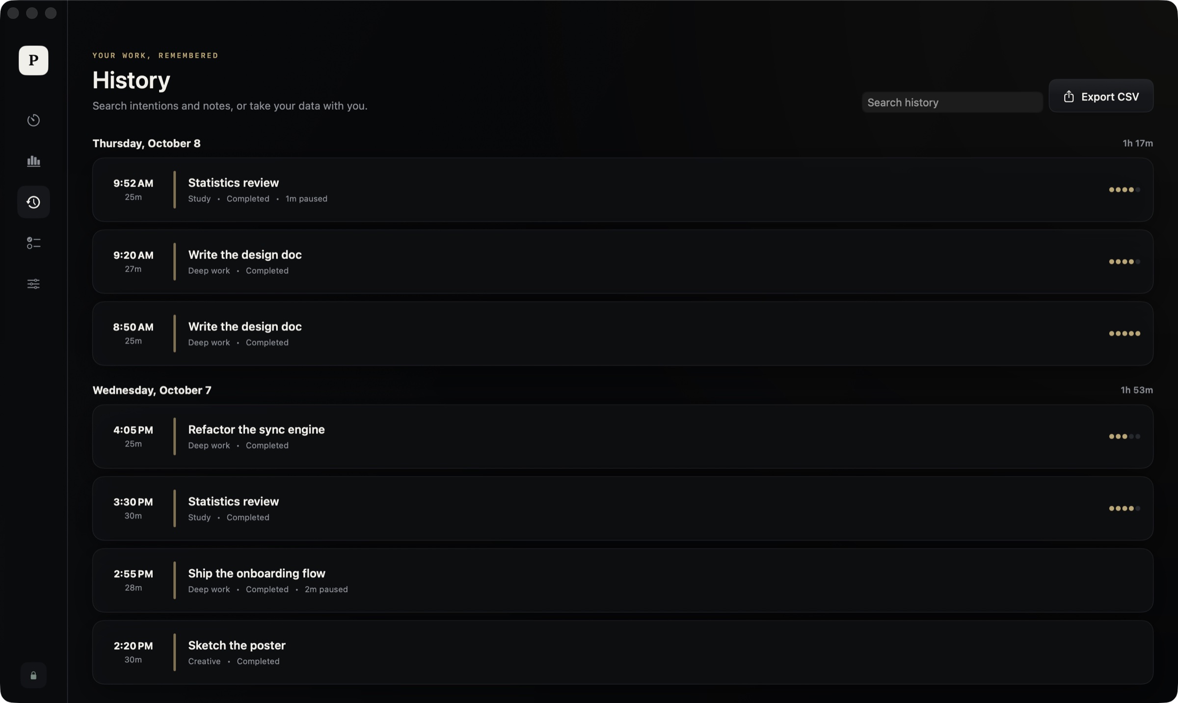 The session history
